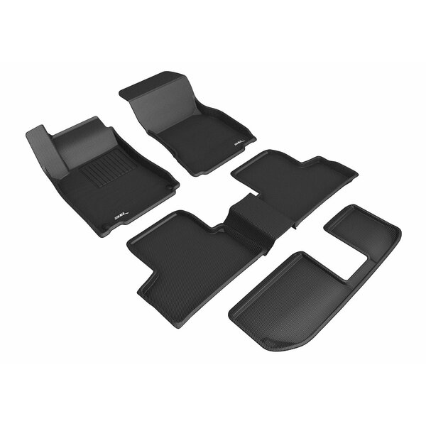 3D Mats Usa Custom Fit, Raised Edge, Black, Thermoplastic Rubber Of Carbon Fiber Texture, 6 Piece L1MB13101509